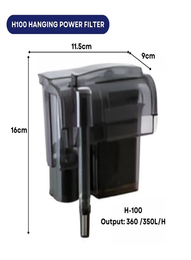 فلتر دوفين H100 المعلق لأحواض أسماك الزينة | نظام ترشيح ميكانيكي وبيولوجي متكامل | معدل التدفق: 350 لتر/ساعة | مناسب لأحواض سعة 50 لترًا | (أصلي من متجر توناي) - Image 2